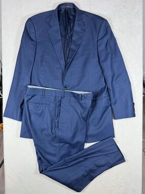 Peter Millar 44R 100% Wool Light Blue Classic Two-Piece Suit Modern Fit - Flaw